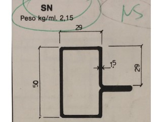 Tubolare serramento SN (50X30 con labbro) e SNZ (50X30 con labbro e battuta)